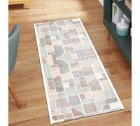 Tapis de couloir antidérapant 3D lavable pour couloir, cuisine, chambre à coucher et couloir, décoration d'intérieur, parfait pour les zones à fort trafic, 50 x 900 cm, gris et rose