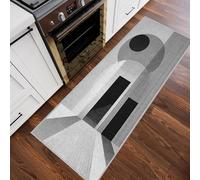 Tapis de Couloir Antidérapant 60x210cm Géométrique Abstrait, Tapis Couloir LongGéométrie Moderne, Lavable Doux Poil Ras pour Passage, Chambre, Cuisine, Entrée Interieur, Gris J8p19F