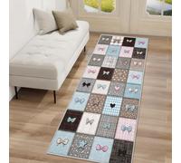 Tapis de Couloir Antidérapant 60x300cm Nœud Papillon, Tapis Couloir Long Géométrique Patchwork, Lavable Doux Poil Ras pour Passage, Chambre, Cuisine, Entrée Interieur, Coloré J8p208F