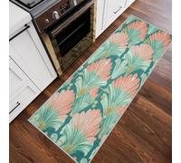 Tapis de Couloir Antidérapant 80x300cm Coquille Géométrique, Tapis Couloir Long Art Nouveau, Lavable Doux Poil Ras pour Passage, Chambre, Cuisine, Entrée Interieur, Vert Clair J8p146F