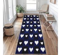 Tapis de Couloir Antidérapant Amour Coeur Tapis de Couloir Lavable à Carreaux Carpet 60 x 200 cm pour Interieure Entrée Passage Chambre Salon Salle à Manger Scalier Poil Ras Rug L&p120