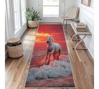 Tapis de Couloir Antidérapant Cheval au Galop Tapis de Couloir Lavable Coucher de Soleil Carpet 60 x 200 cm pour Interieure Entrée Passage Chambre Salon Salle à Manger Scalier Poil Ras Rug Bu&u366