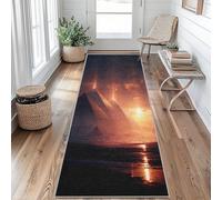 Tapis de Couloir Antidérapant Égypte Antique Tapis de Couloir Lavable Égyptien Pyramide Carpet 60 x 180 cm pour Interieure Entrée Passage Chambre Salon Salle à Manger Scalier Poil Ras Rug Bu&u273