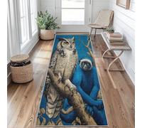 Tapis de Couloir Antidérapant Hibou Tapis de Couloir Lavable Singe Carpet 60X240CM pour Interieure Entrée Passage Chambre Salon Salle à Manger Scalier Poil Ras Rug cL&S272