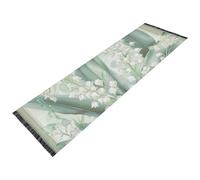 Tapis de couloir antidérapant lavable en machine avec pompons pour maison, évier, foyer, décoration d'intérieur, fleur de muguet fraîche