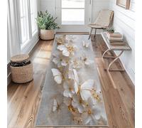 Tapis de Couloir Antidérapant Papillon Tapis de Couloir Lavable Floral Carpet 60 x 360 cm pour Interieure Entrée Passage Chambre Salon Salle à Manger Scalier Poil Ras Rug SR&l73