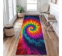 Tapis de Couloir Antidérapant Tie-Dye Tapis de Couloir Lavable Vortex Coloré Carpet 60 x 180 cm pour Interieure Entrée Passage Chambre Salon Salle à Manger Scalier Poil Ras Rug r&357