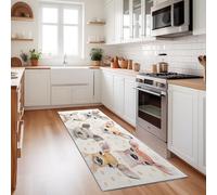 Tapis de Couloir Aquarelle Pois Animaux Cerf - Abricot Lavable Tapis de Couloir pour Interieur Chambre à Coucher Buanderie, 50 x 150 cm Long Doux Antidérapant Salon Bureau Carpet