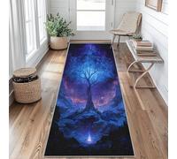 Tapis de Couloir Arbre de Vie Tapis de Passage Ciel Étoile Violet Fantastique 65x240 Antidérapant et Lavable Interieur Rug pour Entree Couloir Salon Chambre à Coucher Cuisine Qcc168