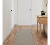 Tapis de couloir aspect sisal platine 50 x 250 cm polypropylène | Lavable en machine, antidérapant, absorbant, polyvalent, emballé roulé
