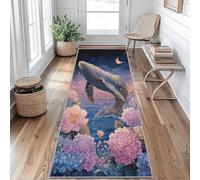 Tapis de Couloir Baleine Tapis de Passage Hortensia Fleur 40 x 60 cm Antidérapant et Lavable Interieur Rug pour Entree Couloir Salon Chambre à Coucher Cuisine Vu&z127