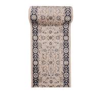 Tapis de Couloir Beige Noir Oriental - Au Mètre - Décoration Parfaite pour: Entrée Salle de Séjour Cuisine ou Couloir - Collection AYLA de Carpeto - S L XL XXL - 70 x 350 cm