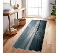 Tapis De Couloir Bleu Foncé Littoral Phare Île 60X180 Cm, Tapis Long Antidérapant pour Entrée Couloir Cuisine Salon, Tapis Rectangulaire Lavable pour Sol Intérieur Maison