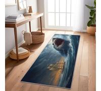 Tapis De Couloir Bleu Foncé Voile Requins Voiliers 80X200 Cm, Tapis Long Antidérapant pour Entrée Couloir Cuisine Salon, Tapis Rectangulaire Lavable pour Sol Intérieur Maison