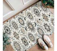 Tapis de couloir bohème moderne en forme de cercle en spirale d'été beige avec bords antidérapants pour cuisine, couloir, buanderie, entrée, décoration 6 x 0,9 m