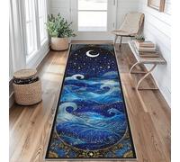 Tapis de Couloir Boho Lune Étoile Tapis de Passage Océan Vagues 40 x 60 cm Antidérapant et Lavable Interieur Rug pour Entree Couloir Salon Chambre à Coucher Cuisine rO&P67