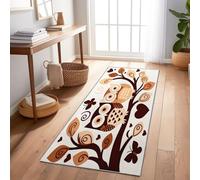 Tapis De Couloir Brun Dessin Animé Hibou Brindille 60X150 Cm, Tapis Long Antidérapant pour Entrée Couloir Cuisine Salon, Tapis Rectangulaire Lavable pour Sol Intérieur Maison