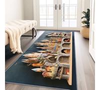 Tapis De Couloir Brun Fantaisie Château Chalet 60X240 Cm, Tapis Long Antidérapant pour Entrée Couloir Cuisine Salon, Tapis Rectangulaire Lavable pour Sol Intérieur Maison