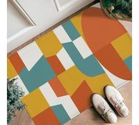 Tapis de couloir circulaire moderne géométrique carré rectangulaire sans orange avec bords antidérapants pour cuisine, entrée, chevet, buanderie, décoration 6 x 0,9 m