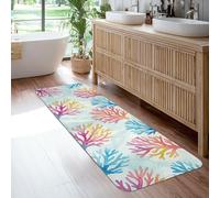Tapis de couloir corail, bleu tropical, pêche, été, turquoise, tapis à poils ras en éponge à imprimé rectangulaire pour cuisine, salle de bain, entrée, table de chevet, 0,6 x 1,8 m