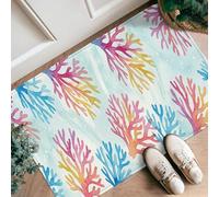 Tapis de couloir corail, bleu tropical, pêche, été, turquoise, tapis rectangulaire antidérapant qui ne perd pas ses poils pour cuisine, salle de bain, entrée, décoration de chevet, 0,6 x 0,9 m