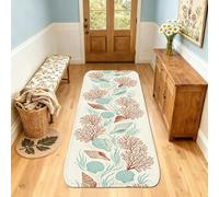 Tapis de couloir corail, coquillage naturel côtier, algues, turquoise, tapis rectangulaire antidérapant pour intérieur, cuisine, entrée, buanderie, décoration de chevet, 0,6 x 1,5 m