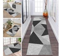 Tapis de couloir, cuisine antidérapant et lavable, long, 40 x 60 cm, gris et noir, vendu au mètre, pour couloir, salle à manger, chambre à coucher, salon