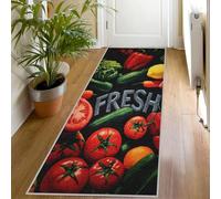 Tapis de Couloir Cuisine Fruits Légumes 80x250 Tapis de Passage Nourriture Coloré Extra Long Antidérapant Lavable, Carpet Interieur pour Cuisine Salon à Coucher Descente de lit Poil Ras Rug O1035