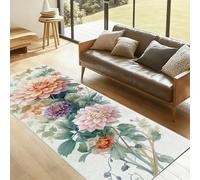 Tapis de Couloir Dahlia Fleurs élégantes Tapis de Cuisine 80x240cm Aquarelle Botanique Floral Feuilles Long Passage Lavable AntidéRapant Essuyable Carpet pour Entrée, Chambre à Coucher, Salon