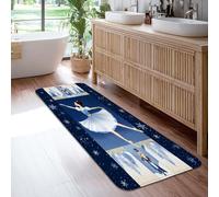 Tapis de couloir de ballet d'hiver festif Casse-noisette, flocons de neige de Noël, bleu, à poils courts en éponge pour la maison, la cuisine, la salle de bain, l'entrée, la décoration de chevet, 0,6