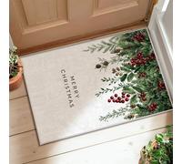 Tapis de couloir de pommes de pin, baies festives, feuilles de Noël, vert, antidérapant, tapis rectangulaire qui ne perd pas ses poils pour cuisine, entrée, table de chevet, buanderie, 61 x 91 cm