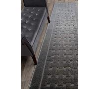 Tapis de couloir de taille personnalisée, antidérapant, 66 cm de large x longueur au choix, labyrinthe anthracite, 66 cm x 1,8 m