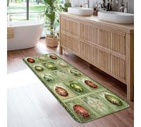 Tapis de couloir décoratif de Noël, flocon de neige festif sur fond vert, éponge à poils courts esthétique, rectangulaire pour cuisine, buanderie, porte, entrée, décoration de 6,1 x 1,8 m