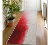 Tapis de Couloir Dégradé Blanc Rouge Long Doux Antidérapant 60x210 Carpet Cuisine Minimaliste Abstrait Lavable en Machine Tapis d'entrée Intérieur pour Couloir, Passage Poil Ras Rug Ak183