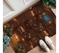 Tapis de couloir d'escalier en spirale, confortable, traditionnel, bibliothèque, cheminée, hiver, marron, à poils ras avec bordure en éponge, tapis rectangulaire pour cuisine, salle de bain, entrée