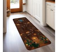 Tapis de couloir d'escalier en spirale, confortable, traditionnel, bibliothèque, cheminée, hiver, marron, antidérapant, ne perd pas ses poils pour cuisine, buanderie, porte, entrée, décoration (0,6 x