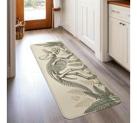 Tapis de couloir dinosaure naturel rustique, fougères squelettes sans beige, éponge à poils courts pour cuisine, entrée, buanderie, décoration de chevet, 0,6 x 1,5 m