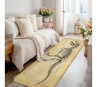 Tapis de couloir dinosaure vintage scientifique squelette aucun beige antidérapant pour cuisine, entrée, salle de bain, décoration de porte, 0,6 x 2,4 m
