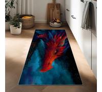 Tapis de Couloir Doux 40 x 120 cm, Tapis de Passage Poil Ras Style Fantastique - Antidérapant Coureur Entree Interieur Long Decoratif Oriental Animal Dragon Flamme pour Entrée - Cuisine et Chambre