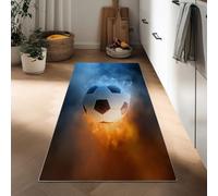 Tapis de Couloir Doux 40 x 120 cm, Tapis de Passage Poil Ras Style Fantastique, Antidérapant Coureur Entree Interieur Long Decoratif Sports Football de Glace et de Feu pour Entrée, Cuisine et Chambre