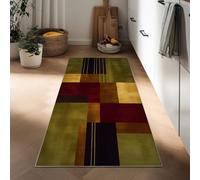 Tapis de Couloir Doux 40 x 120 cm, Tapis de Passage Poil Ras Tradition Vintage - Antidérapant Coureur Entree Interieur Decoratif Abstrait Géométrique Rectangle Rayures pour Entrée - Cuisine et Chambre