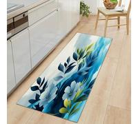 Tapis de Couloir Doux 60 x 150 cm, Tapis de Passage Poil Ras Minimal Aquarelle - Antidérapant Coureur Entree Interieur Long Decoratif Fleurs Tropicales Feuilles pour Entrée Cuisine et Chambre