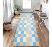 Tapis de Couloir Échiquier Tapis de Passage Géométrique 50x120cm Antidérapant et Lavable Interieur Rug pour Entree Couloir Salon Chambre à Coucher Cuisine Vu&z260