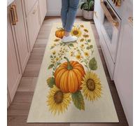Tapis de couloir en forme de citrouille, motif tournesol rustique, orange, antidérapant, ne perd pas ses poils pour cuisine, entrée, buanderie, décoration de chevet, 0,6 x 1,8 m