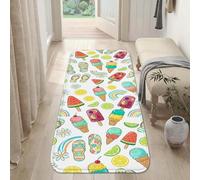 Tapis de couloir en forme de crème glacée, tongs d'été ludiques en forme de pastèque, tapis rectangulaire à poils ras pour cuisine, entrée, chevet, porte, couloir, décoration de couloir, 0,6 x 0,9 m