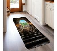 Tapis de couloir en forme d'ours rustique pour escaliers - Non marron - Éponge à poils courts - Ne perd pas ses poils - Pour cuisine, buanderie, porte, entrée - 0,6 x 1,5 m