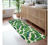 Tapis de couloir en herbe, style contemporain, eau, sable, vert d'été, antidérapant, rectangulaire, ne perd pas ses poils pour cuisine, salle de bain, entrée, décoration de chevet, 0,6 x 1,8 m