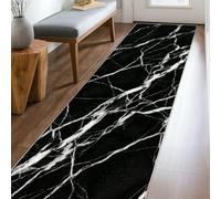 Tapis de couloir en marbre moderne et élégant avec texture veines N/A - Noir - Tapis rectangulaire d'intérieur à poils courts qui ne perd pas ses poils - Pour cuisine, couloir, buanderie, entrée