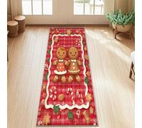 Tapis de couloir en pain d'épices, Noël festif en sucre d'orge, biscuit de Noël, tapis de Noël à poils courts résistant à la décoloration, esthétique pour cuisine, porte, entrée, chevet, décoration