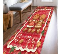 Tapis de couloir en pain d'épices, Noël festif, sucre d'orge, biscuit, tapis de sol rectangulaire à poils courts pour cuisine, chevet, entrée, couloir, décoration de couloir, 6,1 x 2,4 m